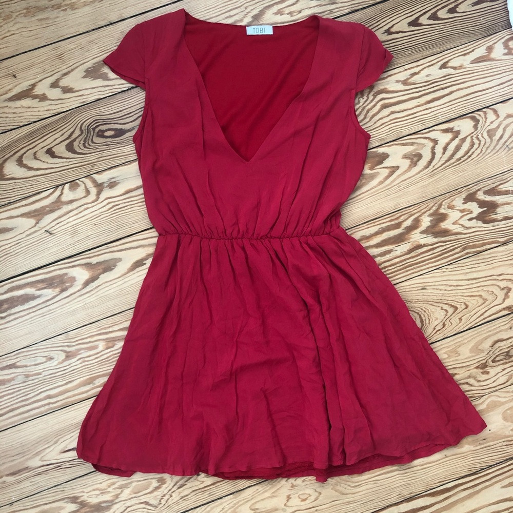 3/$36 Tobi Red Cap Sleeve Dress